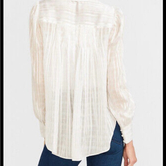 Sheer ivory and gold button down shirt - Picture 2 of 6